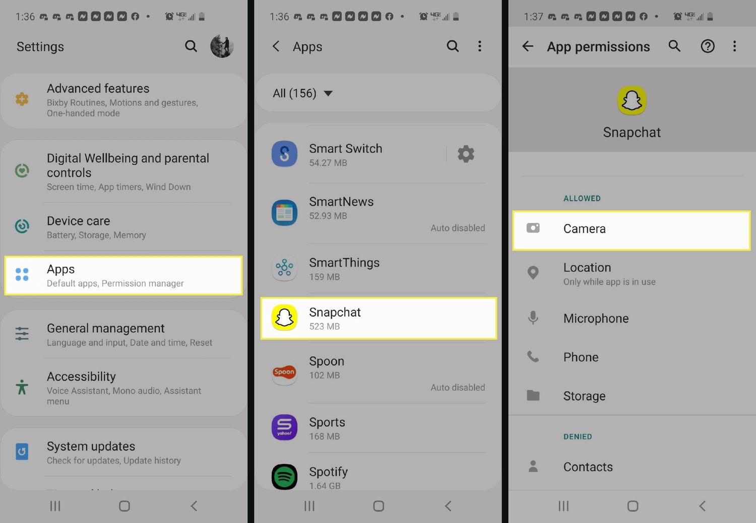 How To Allow To Use Camera On Snapchat For Android