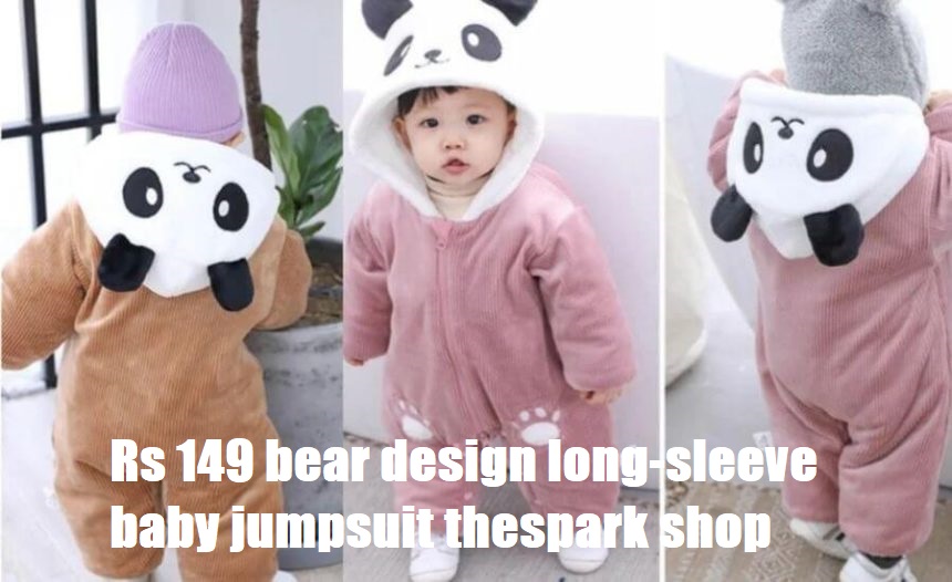 rs 149 bear design long-sleeve baby jumpsuit thespark shop